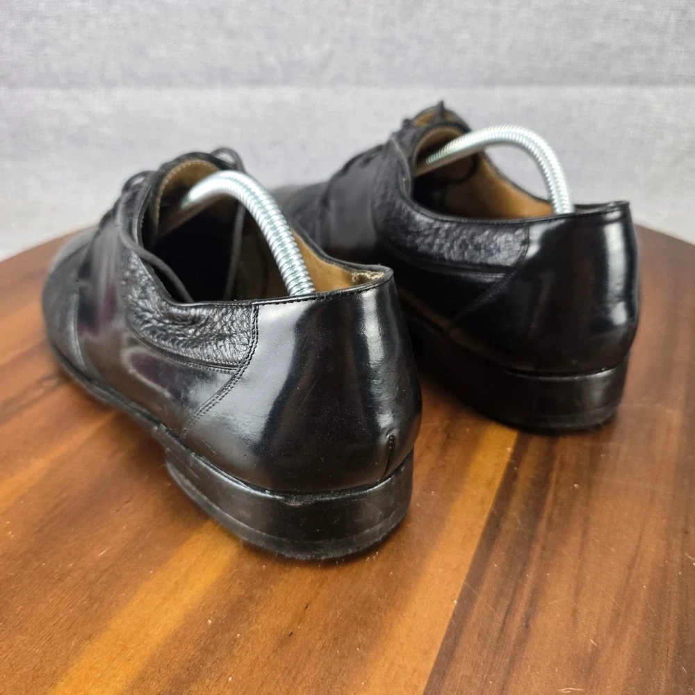 Darian Mens Black Leather Cap Toe Oxford Dress Shoes Mixed Texture Size 10.5